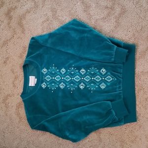 Alfred Dunner PS 2 Pc Teal velour pants & top set